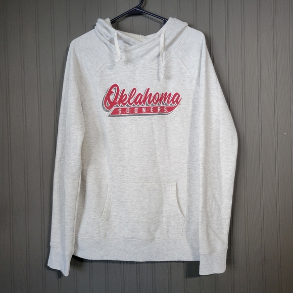 Top of the World Tops - Oklahoma Sooners Hooded Sweatshirt Pullover White/Ivory Women's Large